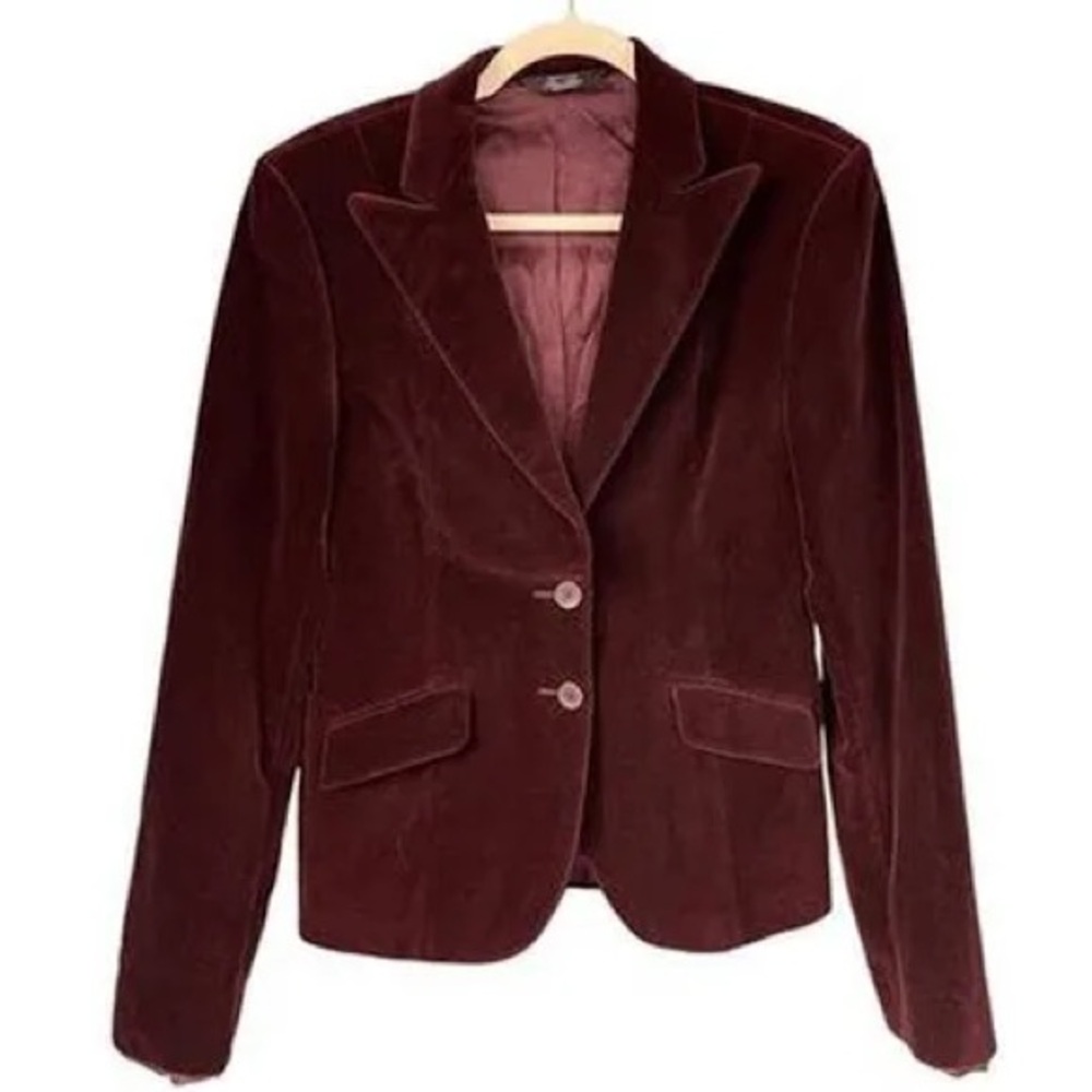 Oscar de la Renta Burgundy Velvet Women's Blazer
